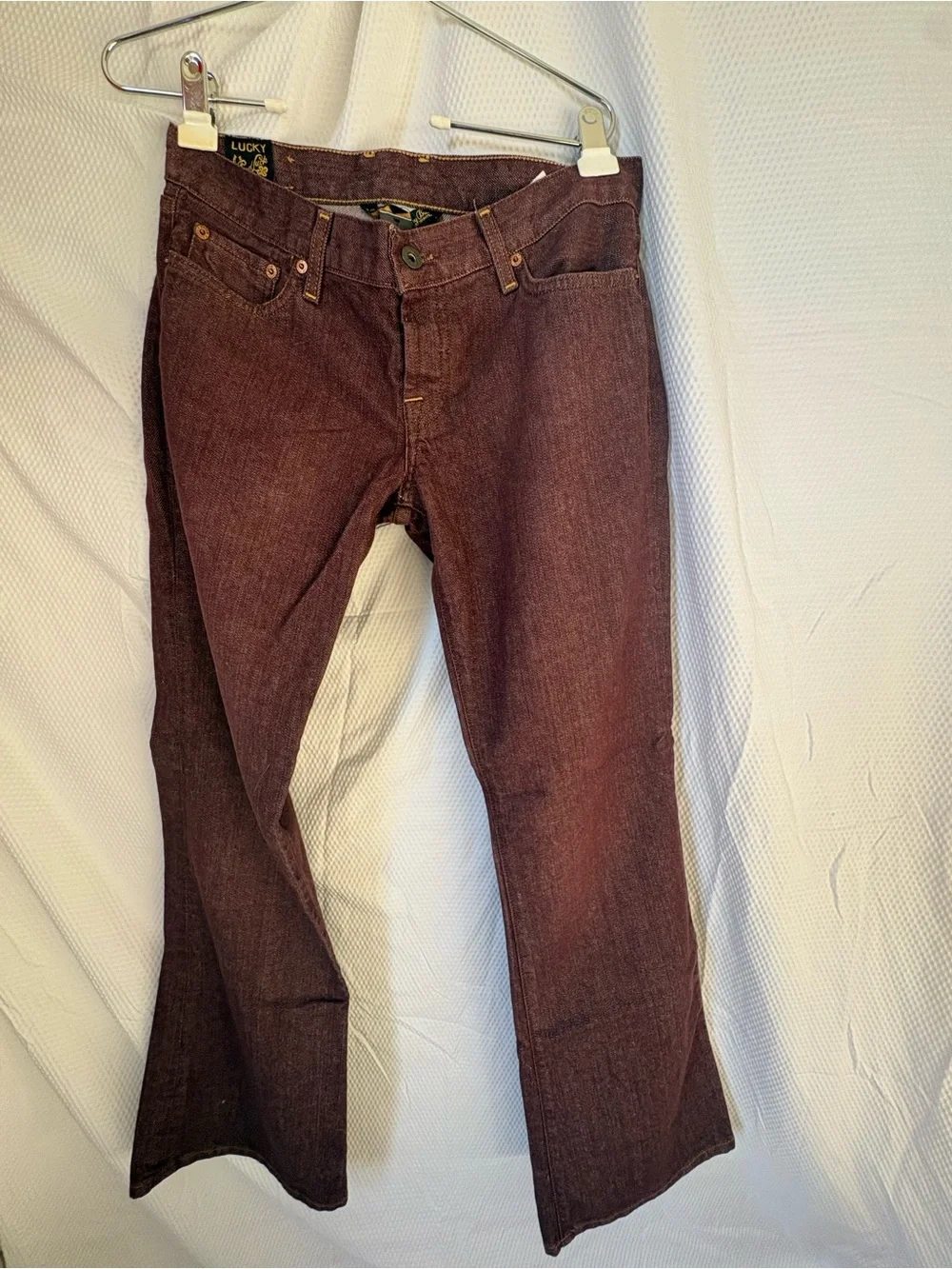 Lucky Brand Women's Deep Maroon Wide Leg Jeans